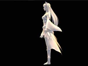 Three Color Female Character 3D Model