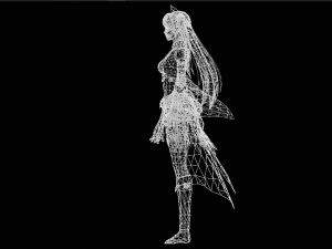 Three Color Female Character 3D Model