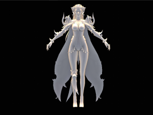 Three Color Fantastic Female Character 3D Model