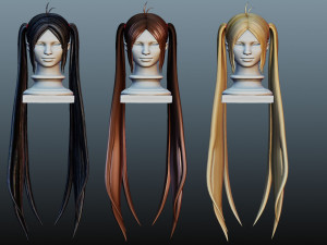 Female hair 3 colors 3D 模型
