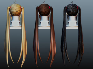 Female hair 3 colors Modelo 3D