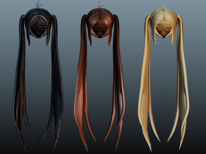Female hair 3 colors Modelo 3D