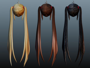 Female hair 3 colors Modelo 3D