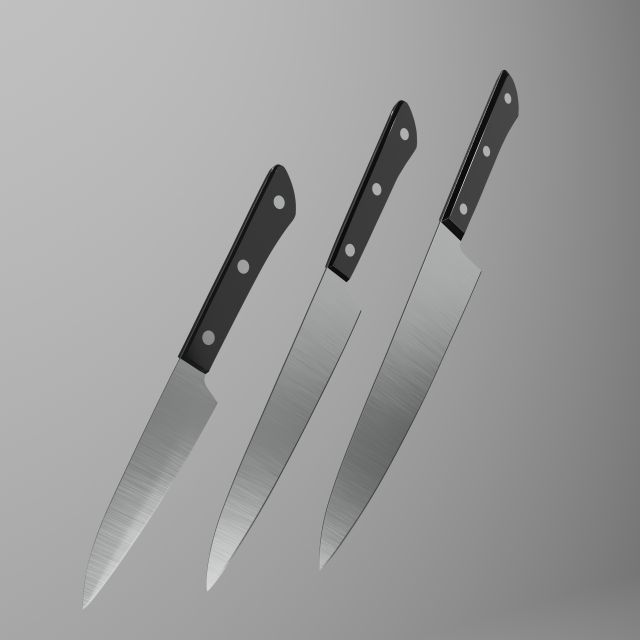 kitchen knives set 3D Model .c4d .max .obj .3ds .fbx .stl .blend 