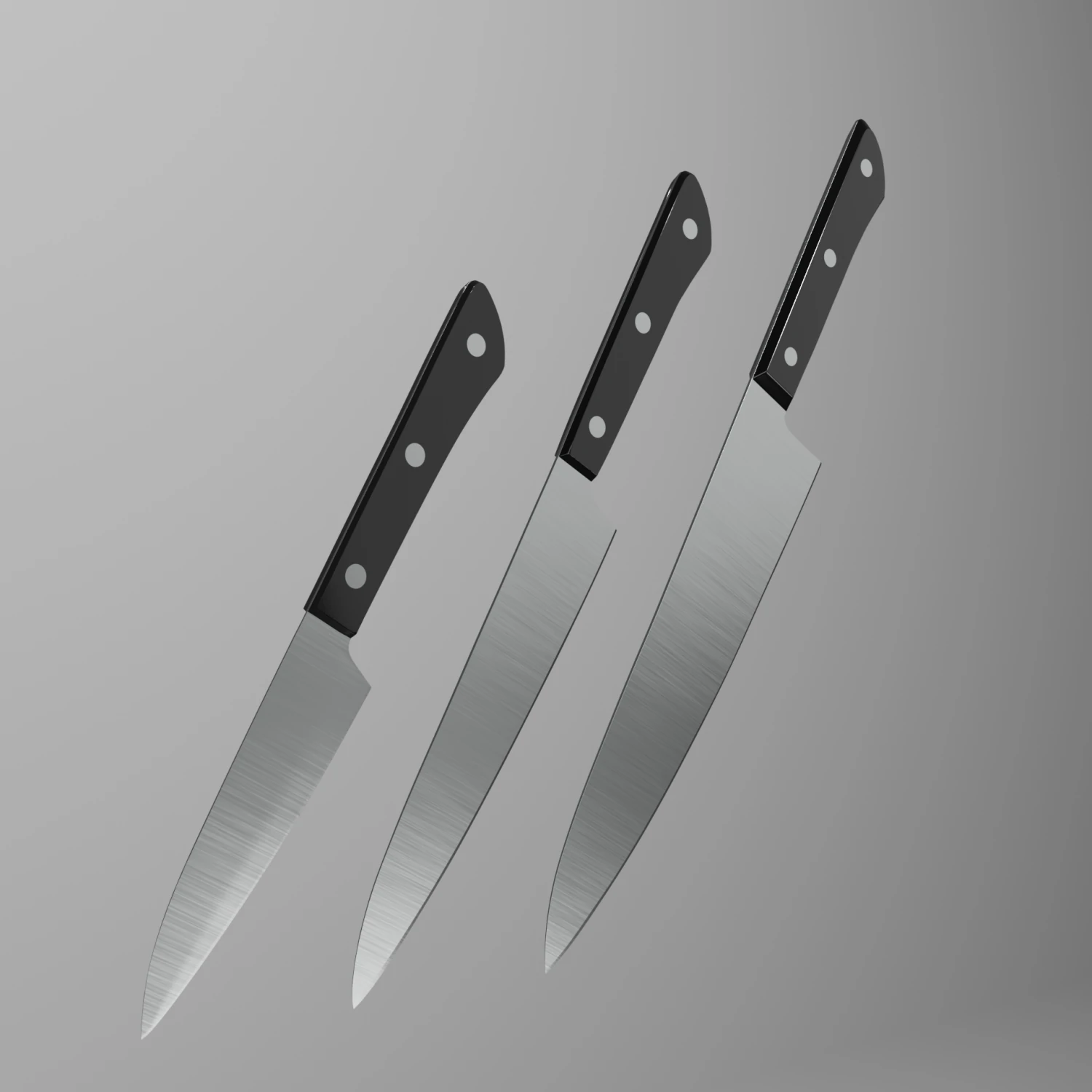 kitchen knives set 3D Model .c4d .max .obj .3ds .fbx .stl .blend 