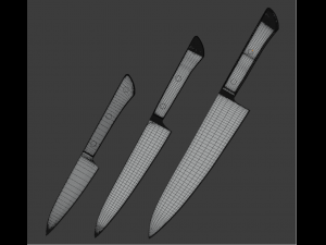 kitchen knives set 3D Model