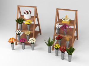 showcase with flowers Modèle 3D