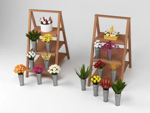 vitrine com flores Modelo 3D