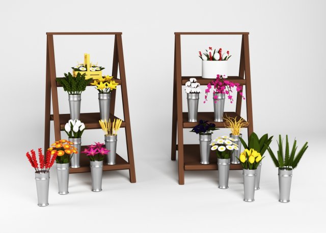 showcase with flowers Modèle 3D .c4d .max .obj .3ds .fbx .stl .blend 