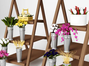 vitrine com flores Modelo 3D