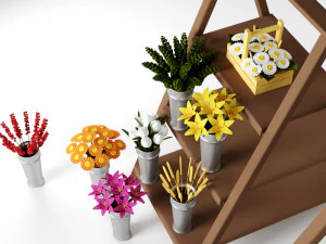 vitrine com flores Modelo 3D