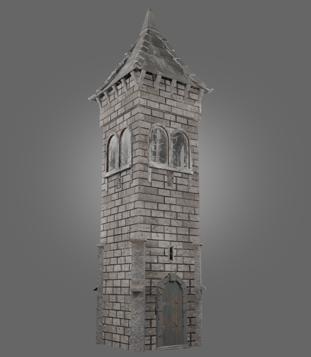 medieval tower game ready low-poly Model 3D .c4d .max .obj .3ds .fbx .stl .blend 