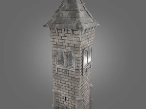 medieval tower game ready low-poly 3D Model