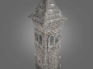 medieval tower game ready low-poly 3D Model
