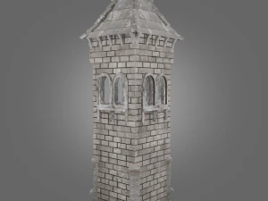 medieval tower game ready low-poly 3D Model