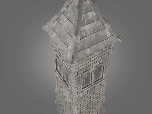 medieval tower game ready low-poly 3D Model