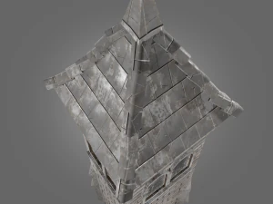 medieval tower game ready low-poly 3D Model