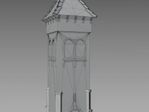 medieval tower game ready low-poly 3D Model