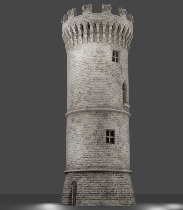 medieval old tower game ready 3D Model .c4d .max .obj .3ds .fbx .stl .blend 