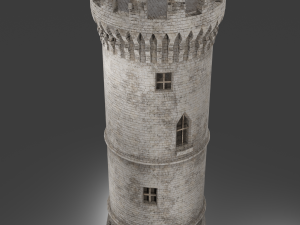 medieval old tower game ready 3D Model