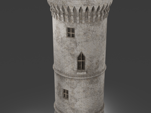 medieval old tower game ready 3D Model