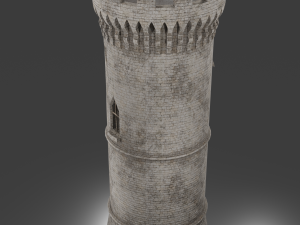 medieval old tower game ready 3D Model