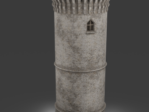 medieval old tower game ready 3D Model