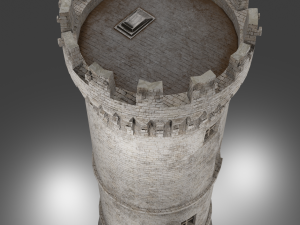 medieval old tower game ready 3D Model