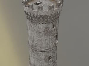 medieval old tower game ready 3D Model