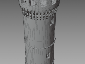 medieval old tower game ready 3D Model
