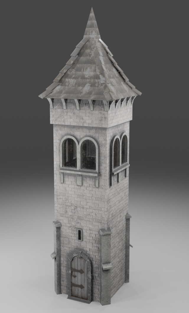 medieval old tower game ready 3D 모델 .c4d .max .obj .3ds .fbx .stl .blend 
