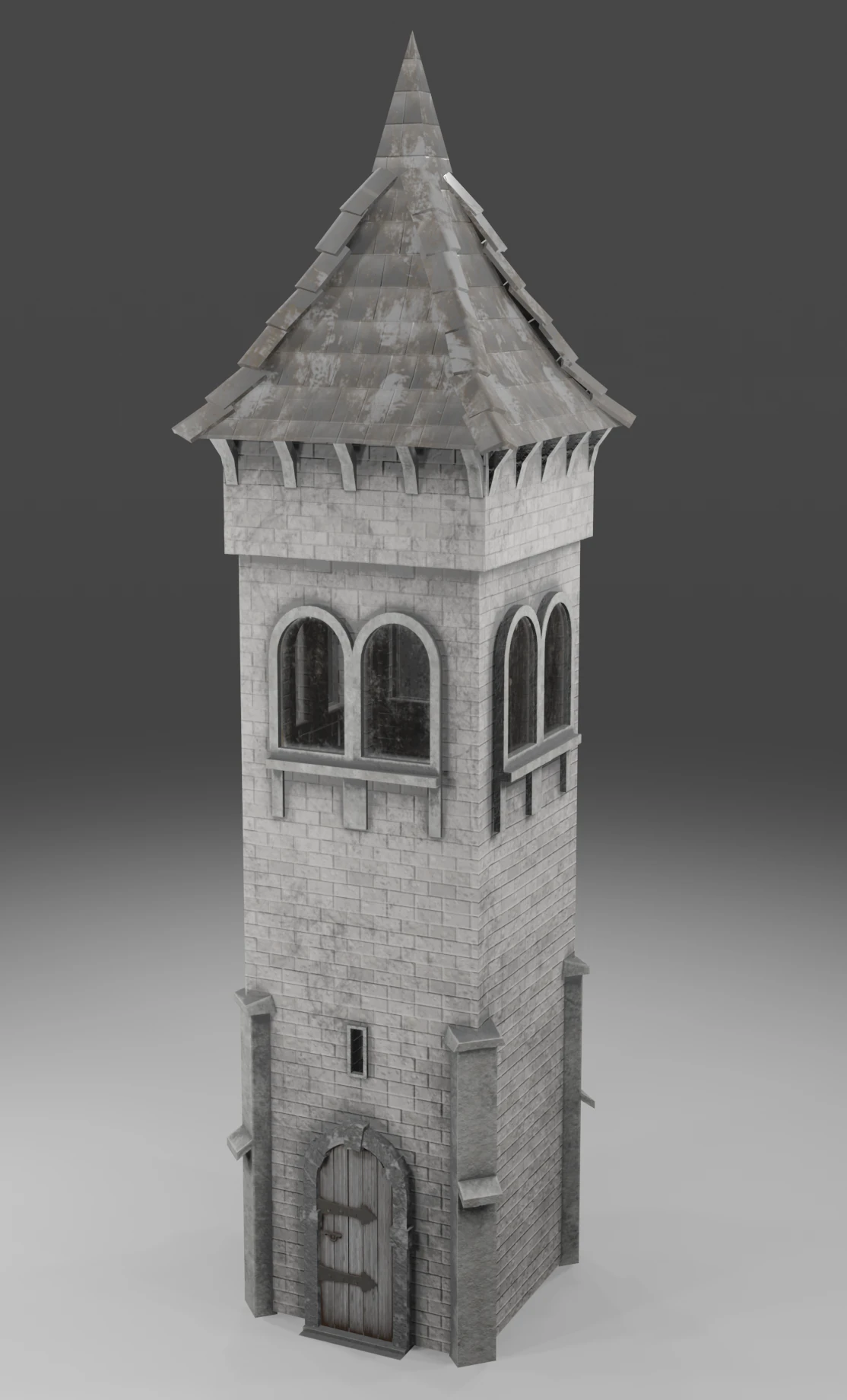 medieval old tower game ready 3D Model .c4d .max .obj .3ds .fbx .stl .blend 