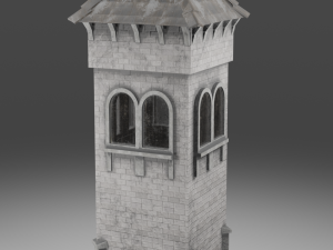 medieval old tower game ready 3D 모델