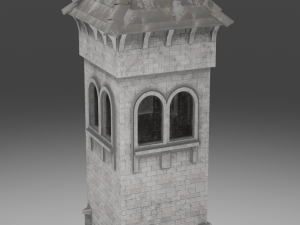 medieval old tower game ready 3D 모델