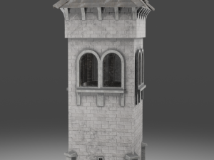 medieval old tower game ready 3D 모델