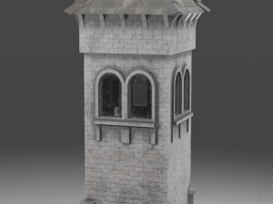 medieval old tower game ready 3D 모델