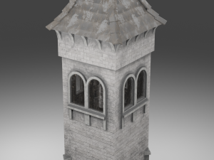 medieval old tower game ready 3D 모델