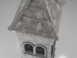 medieval old tower game ready 3D 모델