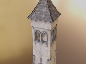 medieval old tower game ready 3D 모델