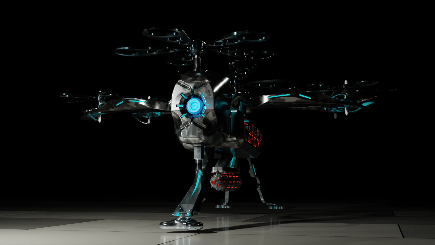 Sci-Fi Drone HighPoly 3D Model .c4d .max .obj .3ds .fbx .stl .blend 