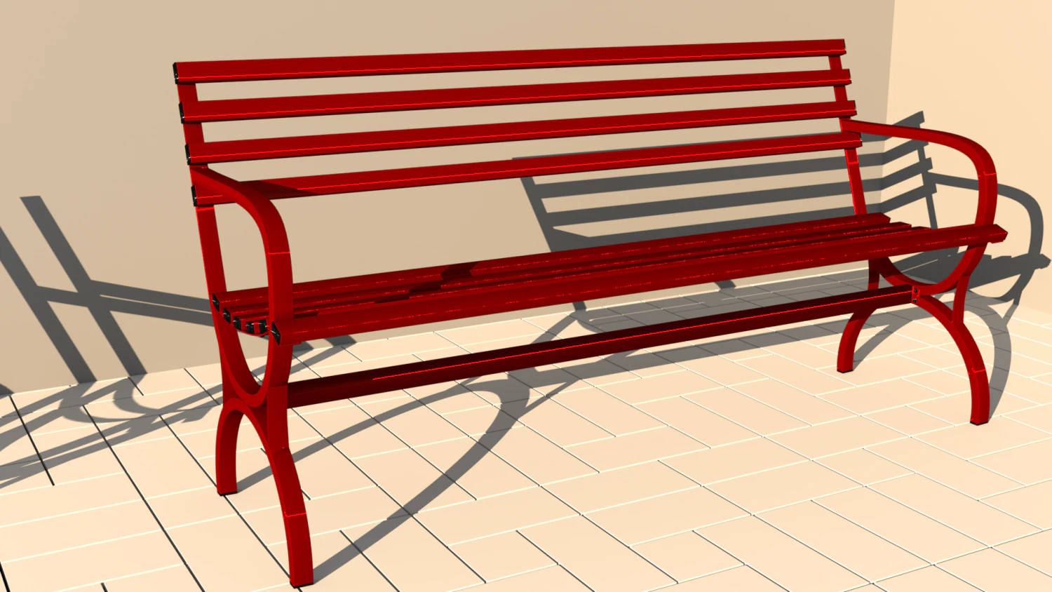 Simple metal bench 3D Model .c4d .max .obj .3ds .fbx .stl .blend