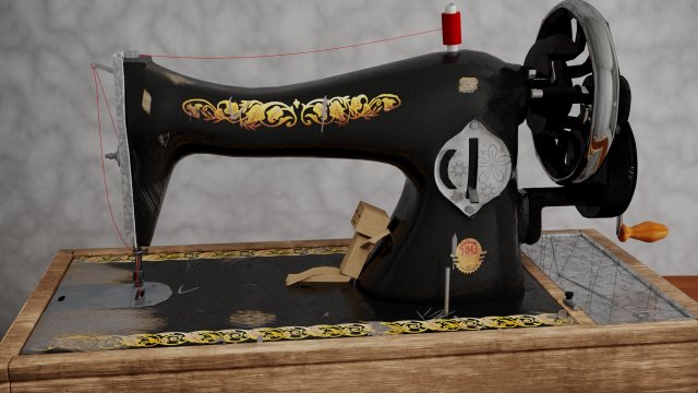 Old sewing machine Modelo 3D .c4d .max .obj .3ds .fbx .stl .blend 