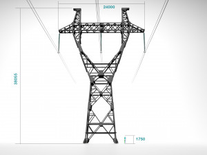 power line p1 pbr -- metal structures -- supporting structures -- Modèle 3D