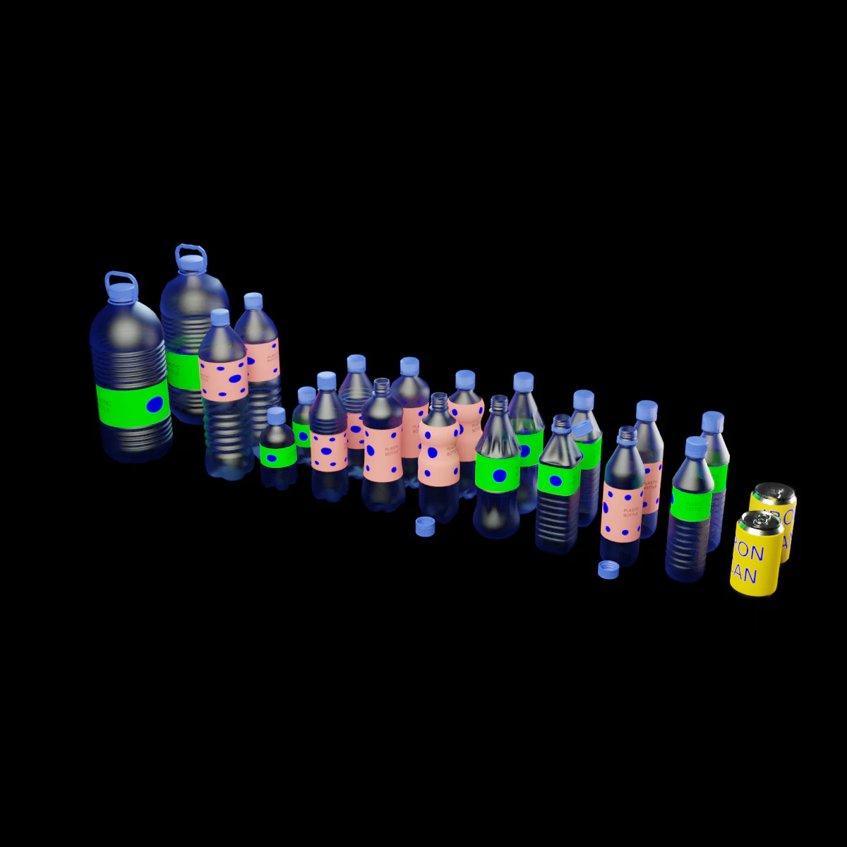collecte de bouteilles en plastique Modèle 3D .c4d .max .obj .3ds .fbx .stl .blend 