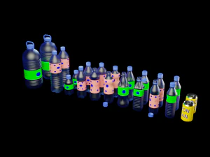 коллекция пластиковых бутылок 3D Модель