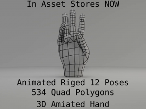 3d hand rigged animated 3Dモデル