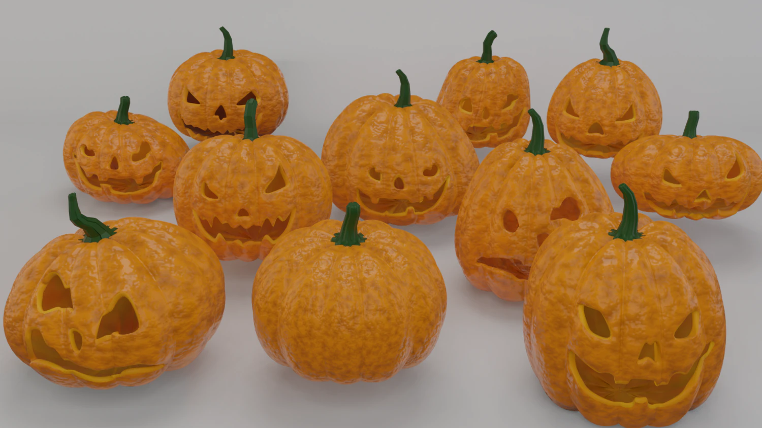 helloween 11 pumpkins collection 3D Model .c4d .max .obj .3ds .fbx .stl .blend 