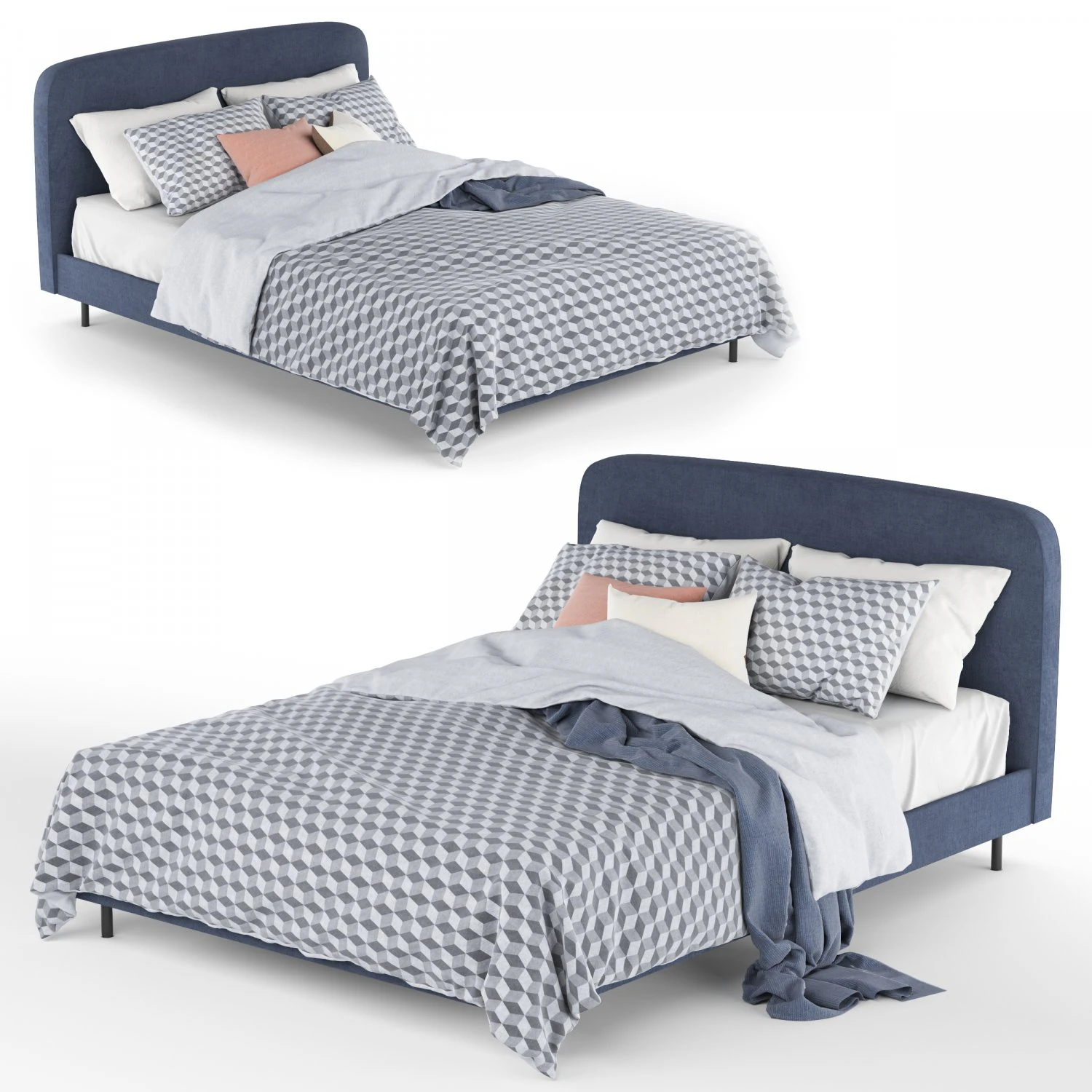 made studio double bed 3D Model .c4d .max .obj .3ds .fbx .stl .blend 