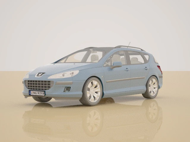 Peugeot 407 SW 3D Model .c4d .max .obj .3ds .fbx .stl .blend
