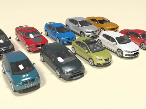 Pak 10 auto's in 3D Model